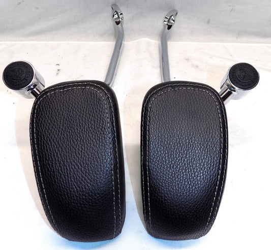 Indian Motorcycle Passenger Armrest Supports Chrome, Pair w/ Black Pads
